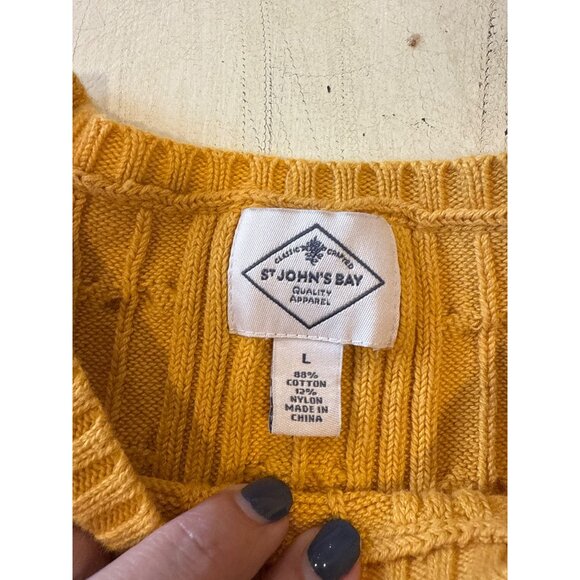 St. Johns Bay Yellow Women's Cable Knit Sweater Size Large Preppy - Picture 4 of 6